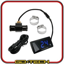 MOTORRAD DIGITAL THERMOMETER mit SCHLAUCHANSCHLUSS 18mm TEMPERATURSENSOR M10x1 BLAU