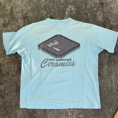 Vintage 1990 Intel CPU Summit T-Shirt USA Computer Chip Graphic XL Ceramics PC