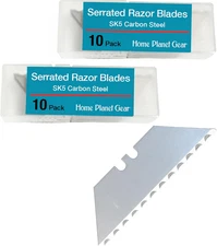 Serrated Blades for Utility Knife – TWO 10 Packs Heavy Duty Saw Razors for Box C