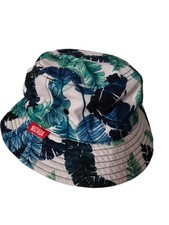 NUZADA Hats Adult size Tropical Trees/Black Reversible Canvas Bucket Hat