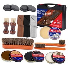 15pcs Shoe Shine Kit, Shoe Polish Kit, Leather Boot Care Kit, with Horsehair