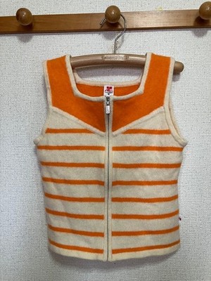 Courreges Logo Orange Striped Size 38 Top
