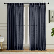 Pinch Pleated Navy Blue Curtains for Bedroom Living Room 96 Inches Long 2 Pan...