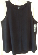 Old Navy Black High Neck Lt Weight Cotton Jersey Side Slit Tank Top L XL XXL