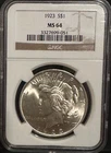 1923 Philadelphia Peace Silver Dollar $1 NGC MS64