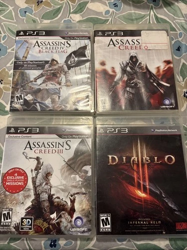 PlayStation 3 (PS3) Assassin’s Creed Game Bundle Of 3 And Diablo - Lot of 4 -