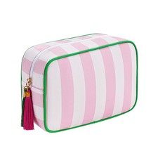 RSRSLEII Large Stripe Zipper Makeup 9.5inches x2.8inches x 6.3inches, 01Pink
