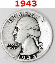 1943 P Washington 90% Silver Quarter Dollar WAR 2 Coin 25 Cent VF FULL MOTTO 25c