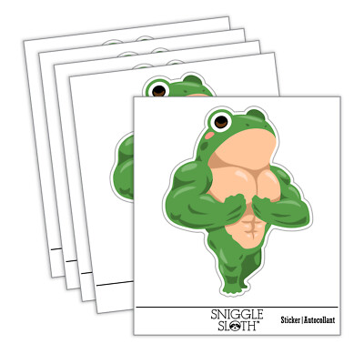 Pocket Frog Buff Muscles Funny Laptop Water Bottle Car Window Sticker 5 Pack