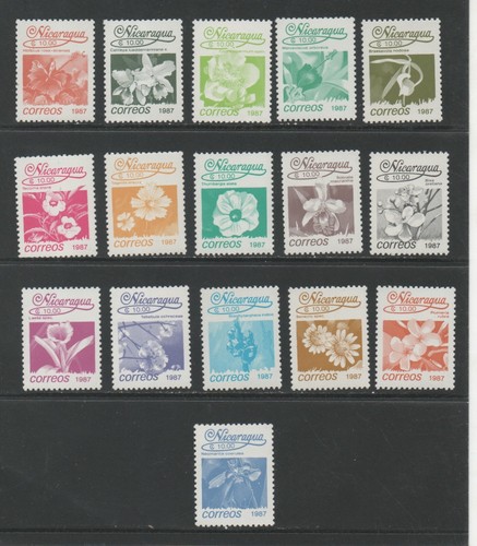 Thematic Stamps Plants - NICARAGUA 1983 FLOWERS 2441/56 16v mint