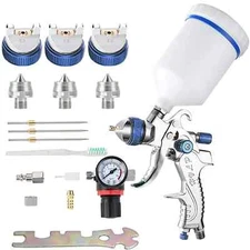 Professional HVLP Spray Gun Set Gravity Feed Air Spray Gun with 1.3, 1.5, 1.8...