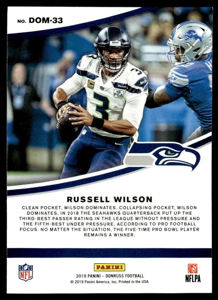 2019 Donruss Dominators Russell Wilson #DOM-33 - Image 2 of 2