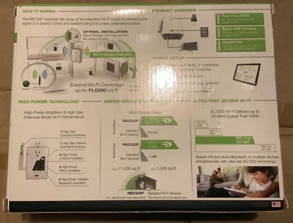 Amped Wireless High Power Plug-in AC1200 Wi-Fi Range Extender with Pass Thru Out - Image 4 of 4