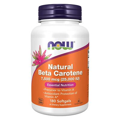 #ad NOW FOODS Beta Carotene Natural 7 500 mcg 180 Softgels $27.19