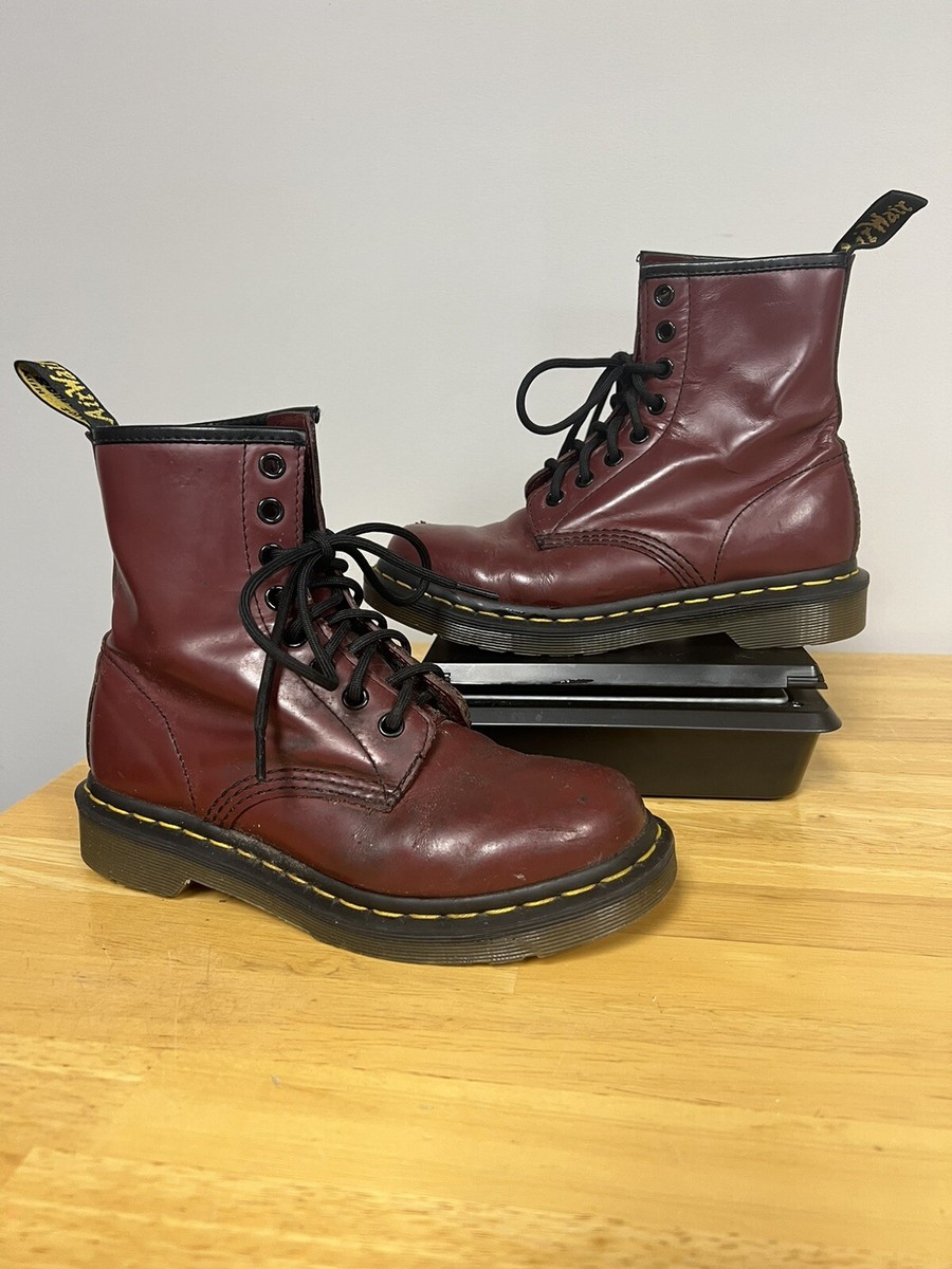 Doc Martens Dr Marten Cherry Red Boot 8 Eye Thrash Fade Wear