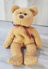 1993 Ty Beanie Babies Curly Teddy Bear Without Ear Tags PE Pellets Brown Bear