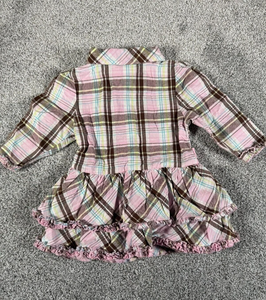 Little Lass Dress 4T Prairie Ruffled Tiered Rhinestones Plaid Pastels Cowgirl - Image 3 of 4
