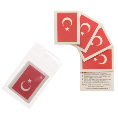 10 x Türkei Tattoo Fahnen Set EM 2024 - Turkey temporary tattoo Flag (10)