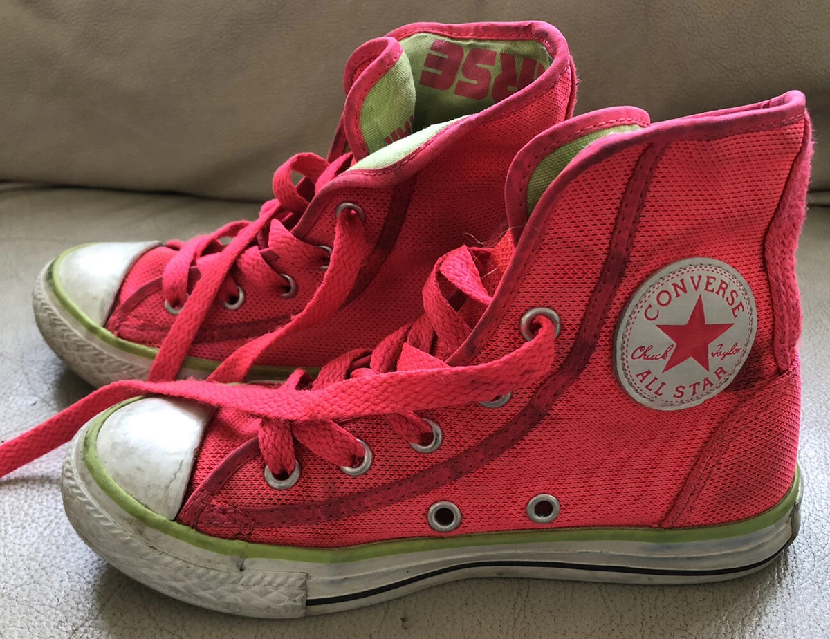 Converse All Star Hot Pink Lime Fold Down High Top Sneakers Shoes