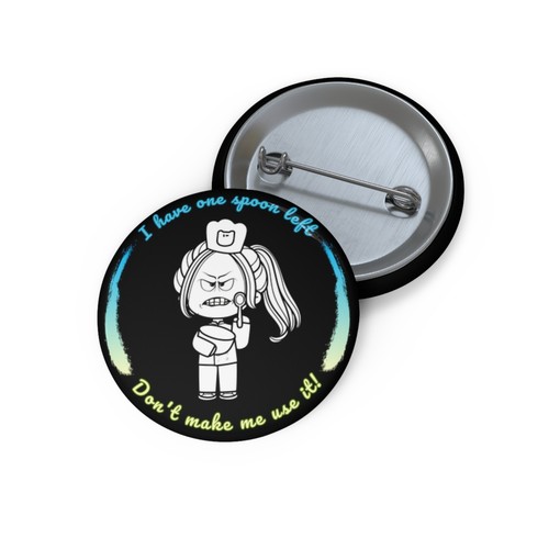 One Spoon Left Pin Button - Picture 2 of 3