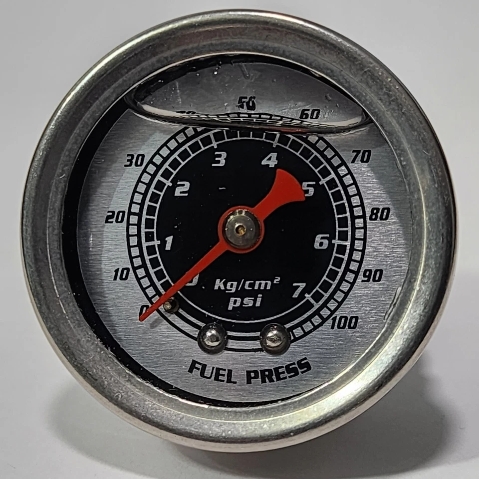 MEDIDOR DE PRESIÓN DE COMBUSTIBLE 1/8" NPT 1.5" DIÁMETRO NEGRO LÍQUIDO LLENO 0-100 PSI EFI JDM Foto 2 de 4