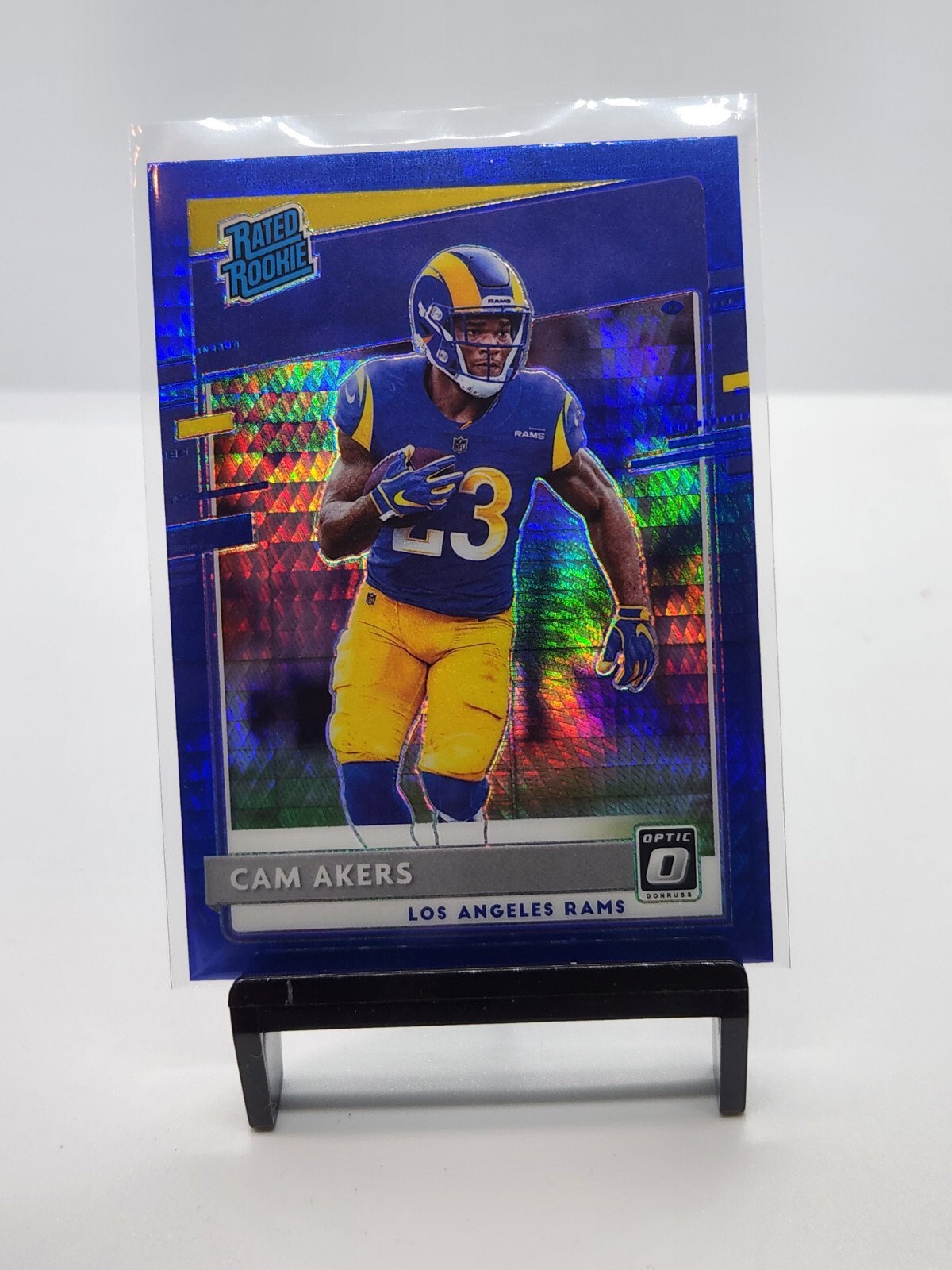 2020 Panini Donruss Optic Cam Akers Blue Hyper Rated Rookie Los Angeles Rams