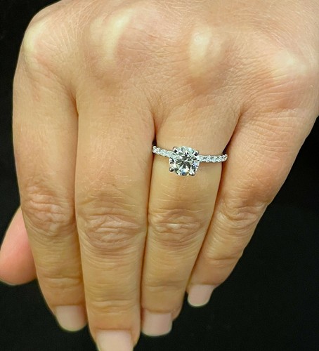 Round Cut Moissanite Engagement Ring 14k White Gold Wedding Bridal Ring 1.45ctw - Picture 3 of 11