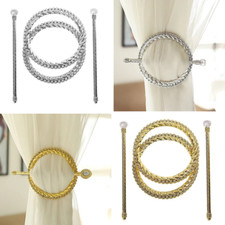 2 Round 6 in Plastic CURTAIN TIE Backs Braided Design Acrylic Crystals Party