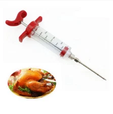 Marinade Red Injector Flavor Syringe Cooking Meat Turkey Chicken BBQ Tool