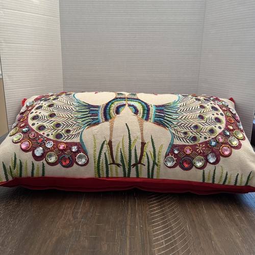 Artistic Accents Peacock Decorative Lumbar Pillow - India - 24” x 13” (approx) - Picture 9 of 15