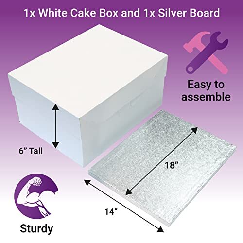 Culpitt 18 x 14 (457 x 355mm) Cake Board & Witte Cake Box Combo Culpitt 18 x 14 (457 x 355mm) Cake Board & Witte Cake Box Combo