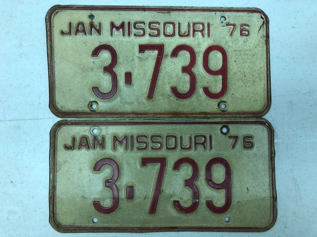 1976 MISSOURI License Plate 3 739 PAIR EBay