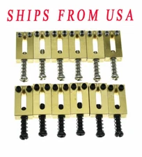 Solid Brass Electric Guitar Bridge Saddles 10.5mm/10.8mm Fits Fender Strat/Tele