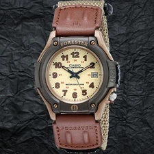 Casio FT500WC-5BV Analog Brown FORESTER Watch with Backlight Cloth Band New