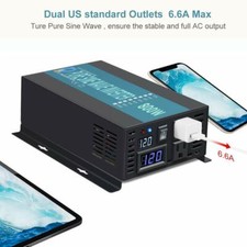 800W Power Pure Sine Wave Inverter 12V DC to AC 120V Motor RV Home Solar System
