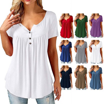Womens Ladies Plus Size T-shirt Short Sleeve Casual Summer Blouse Tunic ...