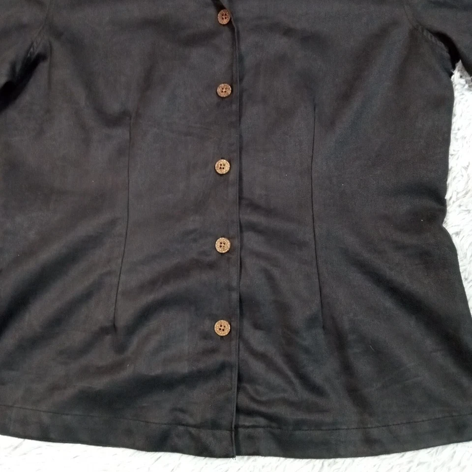 Camisa De Colección Caribbean Joe Para Mujer Negra M Imitación Gamuza Abotonada Carrera Informal Foto 3 de 4