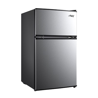 3.2 Cu Ft Two Door Mini Fridge with Freezer, Reversible Door, Dorm, Office NEW
