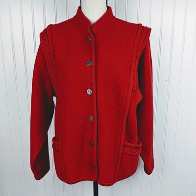red boiled wool coat