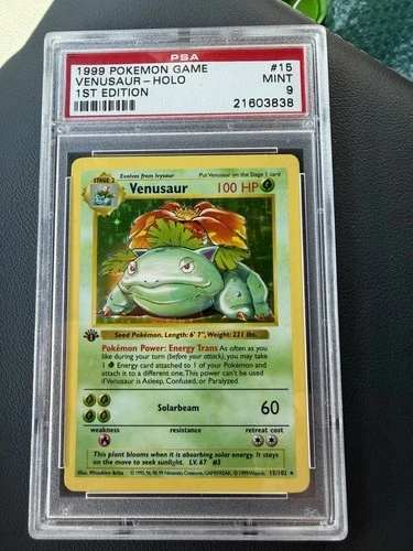 1999 POKEMON BASE SET 1ST EDITION #15 VENUSAUR-HOLO PSA 9