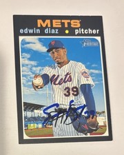 Edwin Diaz Signed 2020 Topps Heritage Card Autographed