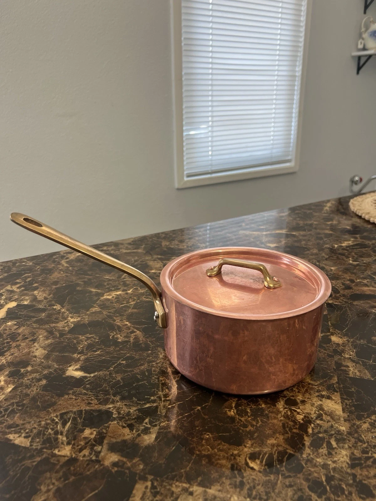 Vintage 6.5inch Copper Pan Saucepan E Dehillerin Stainless Steel/Lid 2.74 lbs