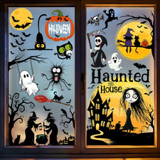 47-Pcs Halloween Glass Window Clings Double Sided Spooky Decals Decor