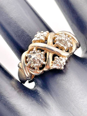 PRIME ART & JEWEL 925 STERLINGSILBER 2-FARBIG CLUSTER RING GRÖSSE 8,5 COCKTAIL 4134