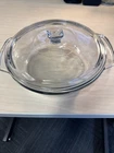 Vintage Anchor Hocking Clear Glass 2 Qt 2 L Casserole Dish 9" Diameter USA Used