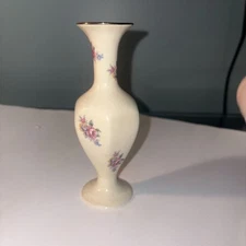 Lord Nelson Pottery Bud Vase 1960's Handcrafed In England Pink Flowers 5" G61