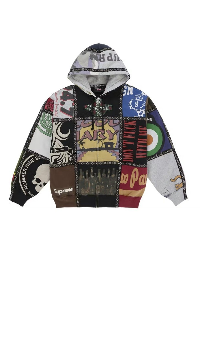 supreme XL フーディ FW25 Supreme Number Nine Patchwork Zip Up Hoodie Size XL Brand New