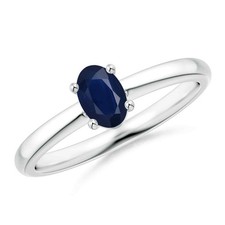 Sterling Silver Blue Sapphire Gemstone Promise Stackable Prong Mother Ring