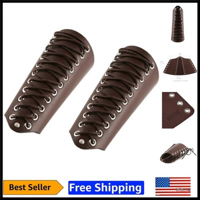 Unisex Medieval Faux Leather Wristbands - 7 Inch Adjustable Cuffs, 2 Pcs