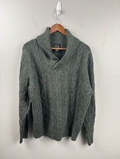 Jos. A. Bank Sweater Mens Lg Executive Collection Green Wool Shawl Collar Heavy